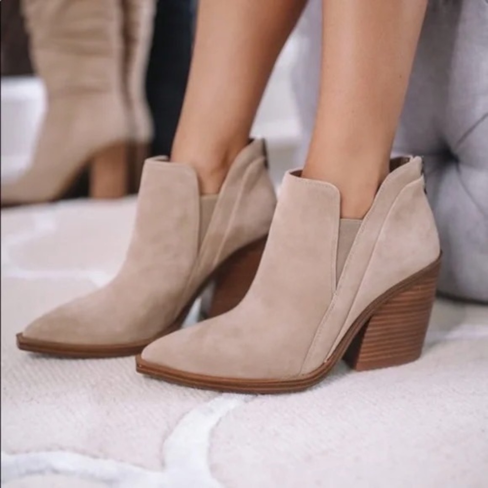 Vince Camuto Gravina Beige Suede Booties